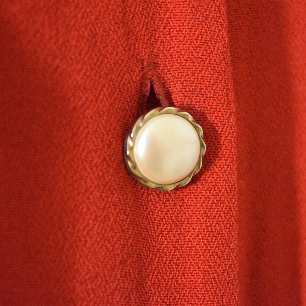 MARNIE WEST Vintage Red Pearl Button Up Maxi Dress | Size 6 - Picture 4 of 5